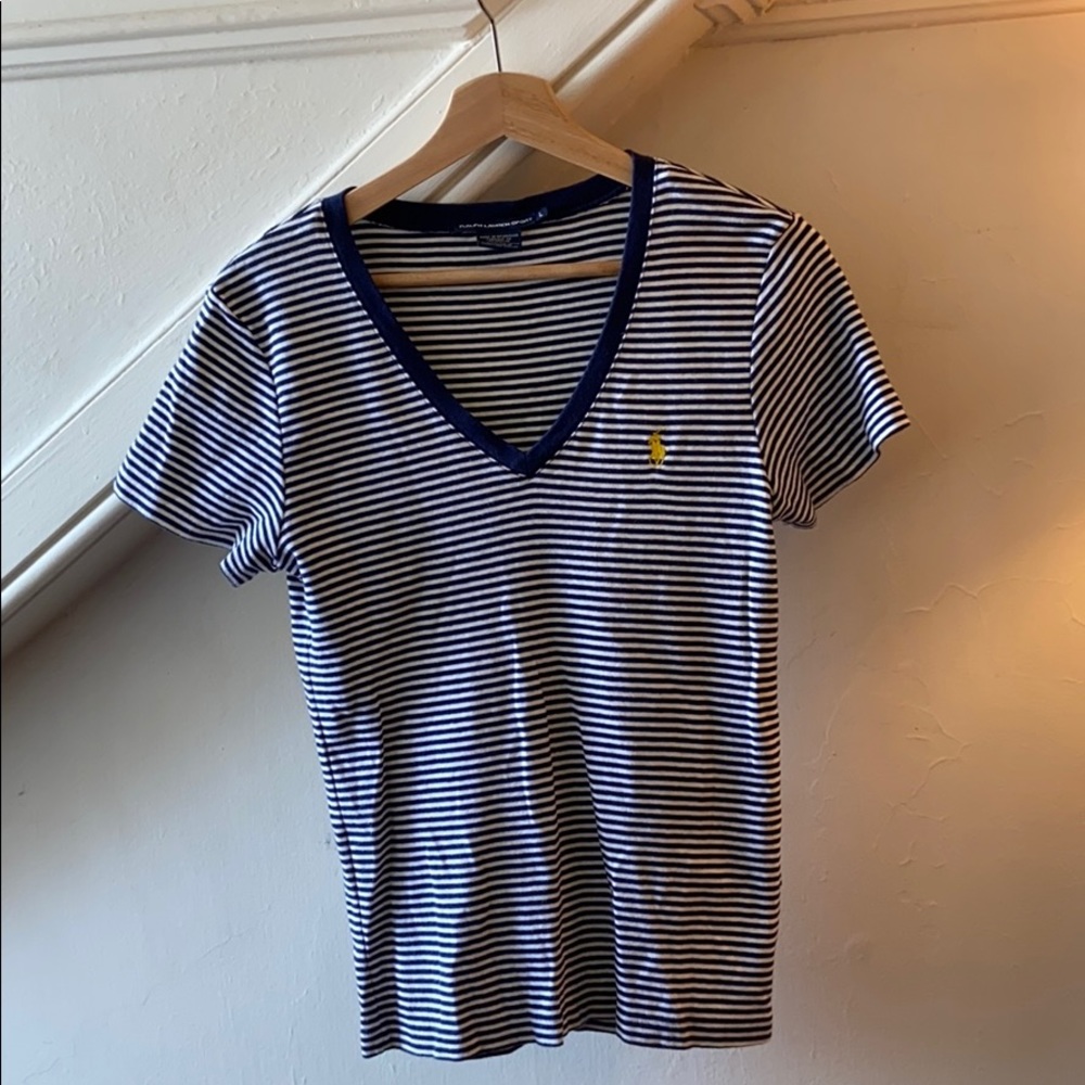 Ralph Lauren Sport Blue and White V Neck
